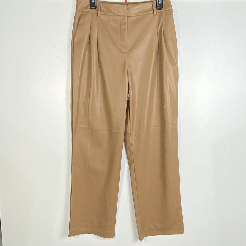 Revolve House of Harlow 1699 Vegan Leather Trousers Tan 10 Straight High Waist